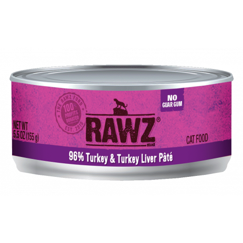 Rawz Cat Canned Food-96% Turkey & Turkey Liver Pate 155g