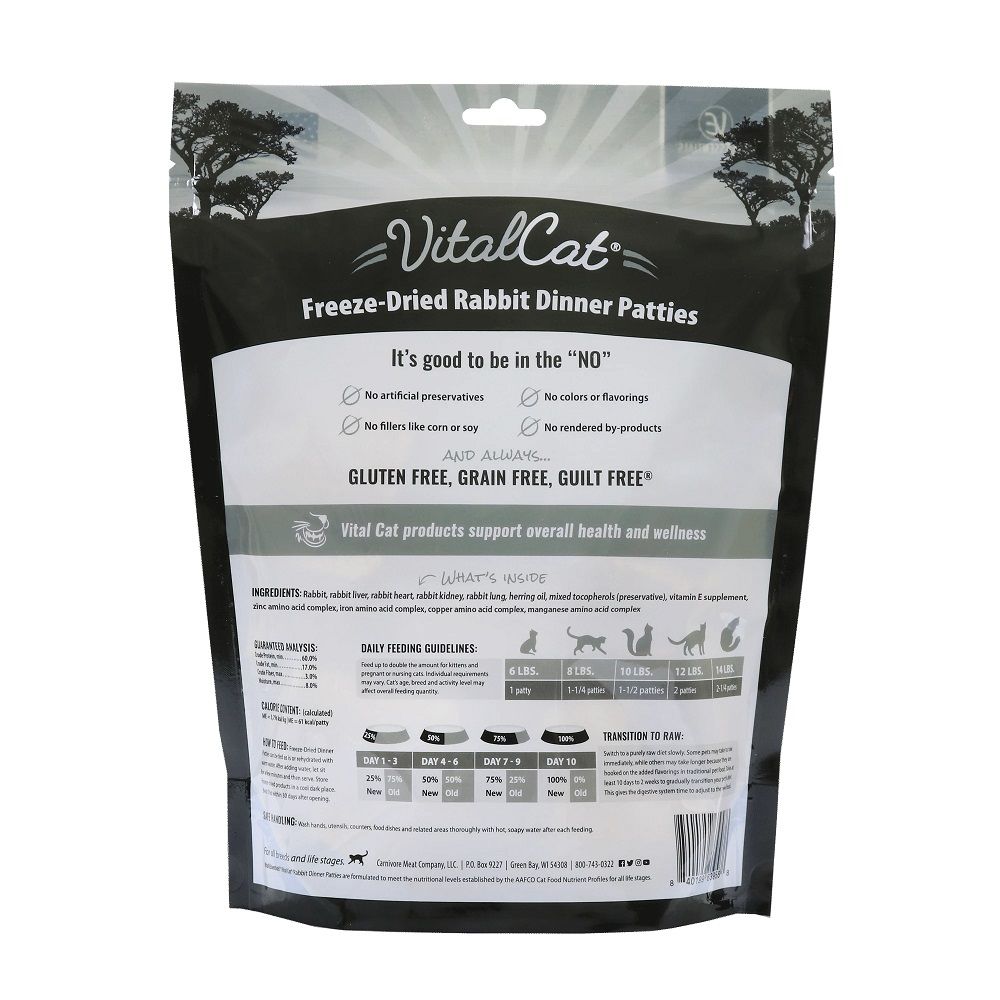 Vital Essentials Cat Food- Freeze Dried- Rabbit Mini Patties | Pets ...