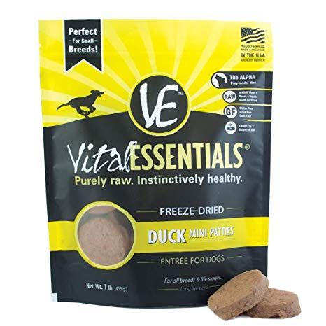 Vital Essentials Dog Food Freeze Dried Duck Mini Patties 14oz