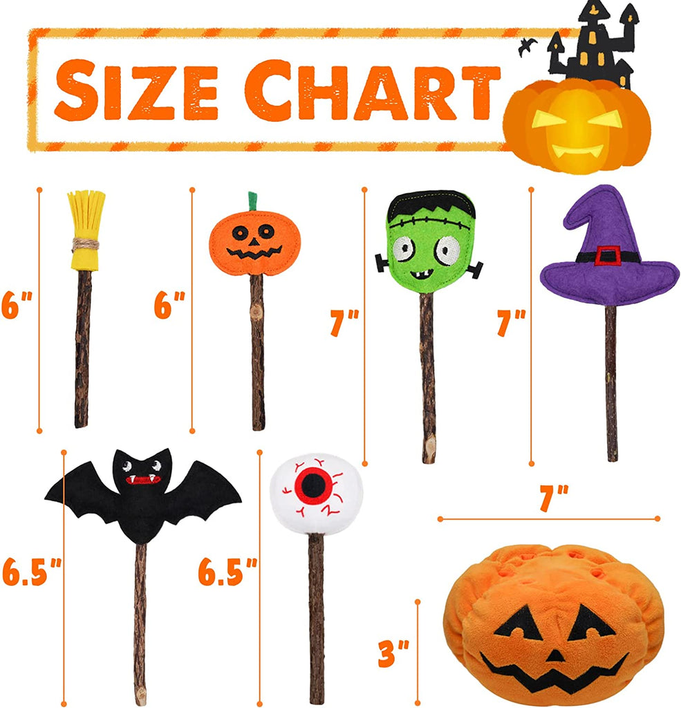 lepawit-halloween-cat-plush-pumpkin-decoration-toys-with-6pcs-catnip-lollipop-natural-silvervine-chew-sticks